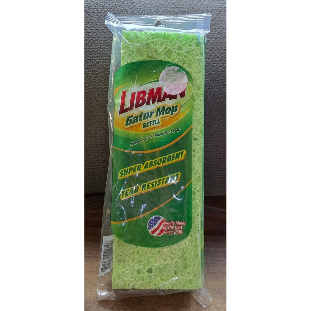 Libman Gator Mop Refill Green Cellulose Sponge Super Absorbent Tear Resistant